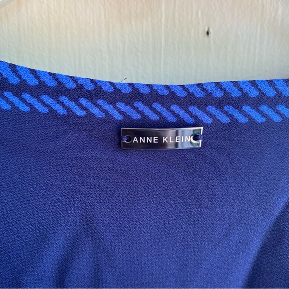 Anne Klein Blue Wrap Midi Dress with Cuffed Sleeves - Picture 10 of 12